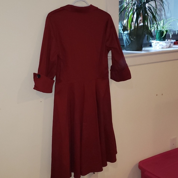 Red mid sleeve vintage style dress - Picture 3 of 3